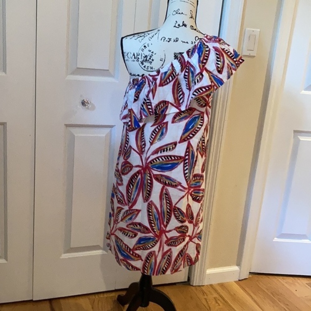 NWT J. Crew One shoulder ruffle palm dress Sz Sm​ - Picture 5 of 8
